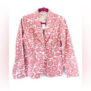 NWT Ann Taylor Barbiecore Chic Cotton Pink Floral Print Women’s Blazer Size 4​​​